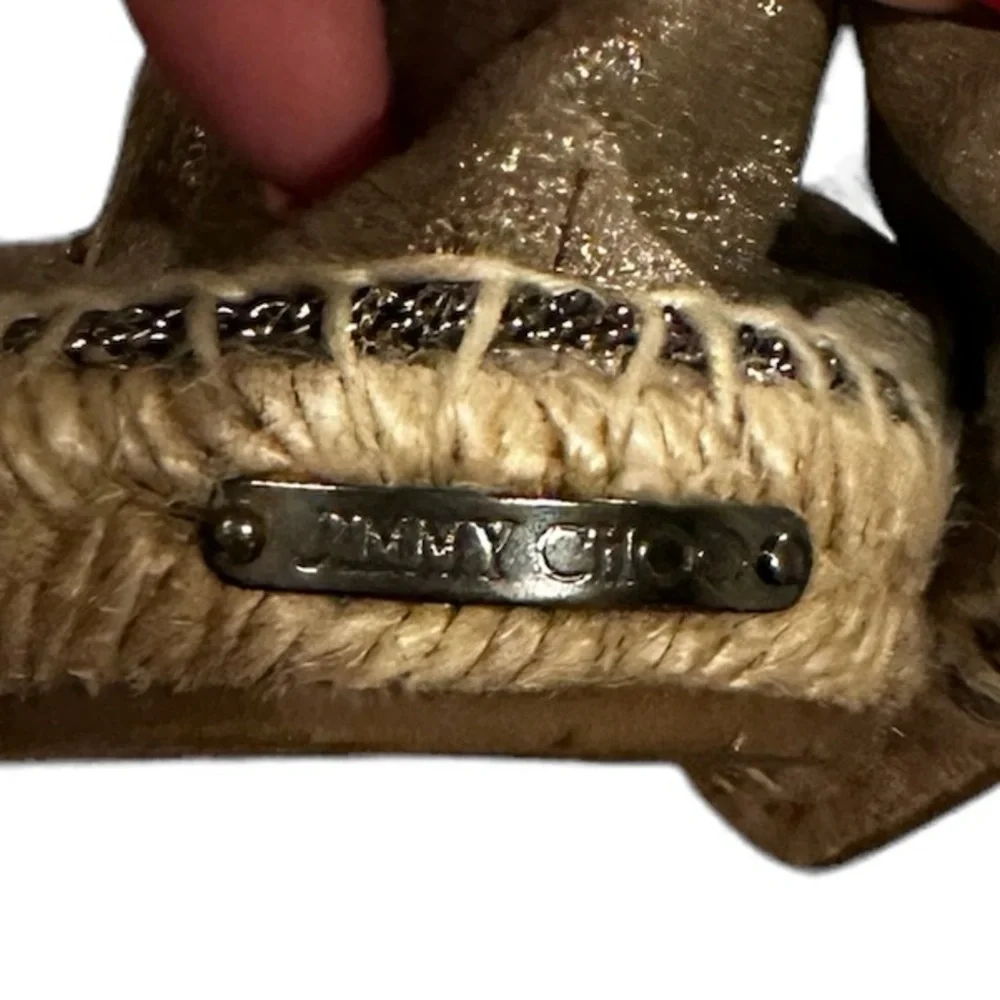 JIMMY CHOO DEENA OLD MONEY METALLIC MERMAID SHIMMER ESPADRILLE FLATS SHOES 38
